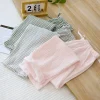 2023 New Spring/Summer Ladies 100% Cotton Crepe Trousers Casual Pajama Pants Simple Women's Plaid Home Pants Loose Size Pants - Image 4