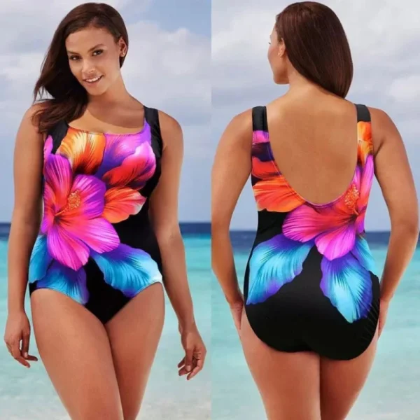 2024 Oversized Swimwear Women One-piece Printed Swimsuit Beachwear Sexy Swimwear Plus Size Bodysuit Beach Bathingsuit Monokini