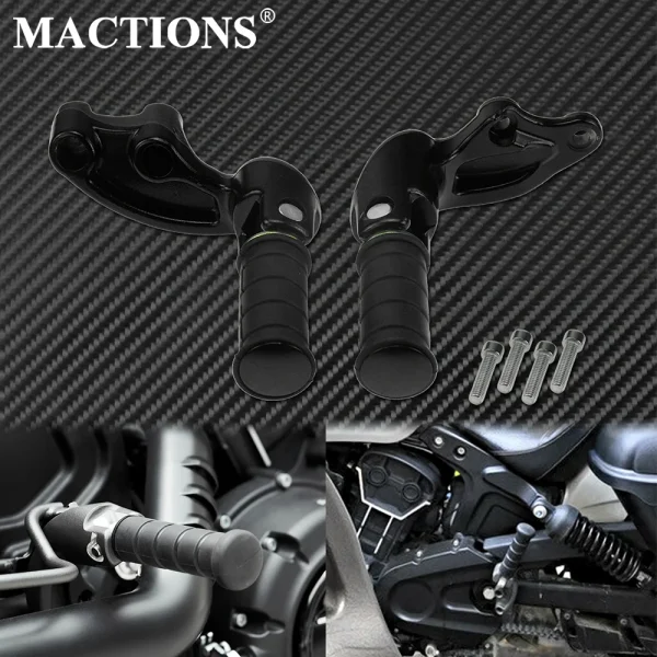 2Pcs Motorcycle Passenger Foot Pegs Footrest Mounting Bracket Rear Footpegs Pedal For Indian Scout Bobber 2018-2020 Scout Sixty