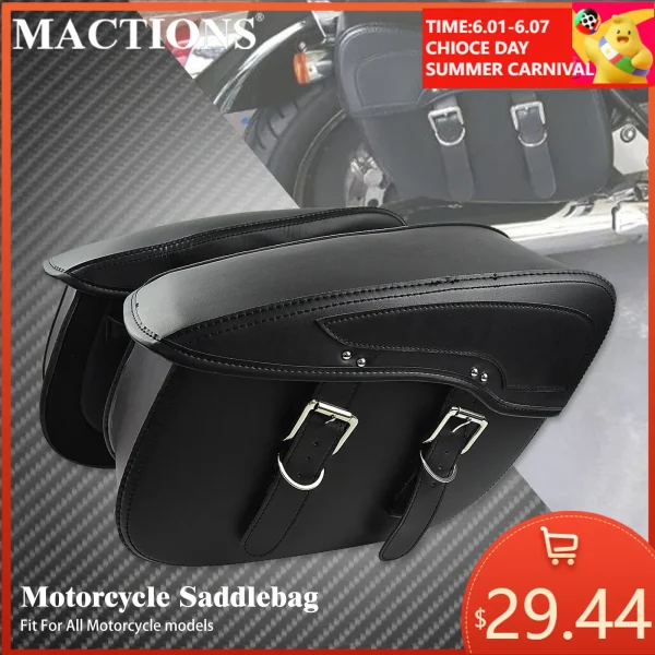 2X Motorcycle Saddlebag Leather Luggage Saddle Bags Outdoor Side Bag For Harley Sportster XL 883 XL 1200 Touring Dyna Softail FL