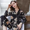 6A 22 MM 100% Mulberry Silk Pajamas Women Real Silk Pajama Sets Sleepwear Floral Printed Flower Long Sleeve Pyjamas Plus Size - Image 2