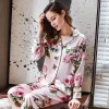 6A 22 MM 100% Mulberry Silk Pajamas Women Real Silk Pajama Sets Sleepwear Floral Printed Flower Long Sleeve Pyjamas Plus Size - Image 4