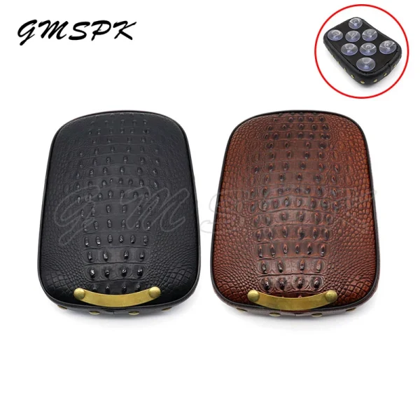 8 Suction Cup Motorcycle Leather Rear Passenger Seat Pillion Cushion Fit for Harley Touring Softail Dyna Sportster XL 883 1200