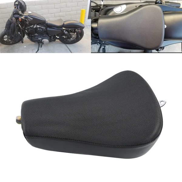 Black Motorcycle Front Driver Rider Solo Seat Cushion For Harley Sportster Forty Eight XL883 1200 72 48