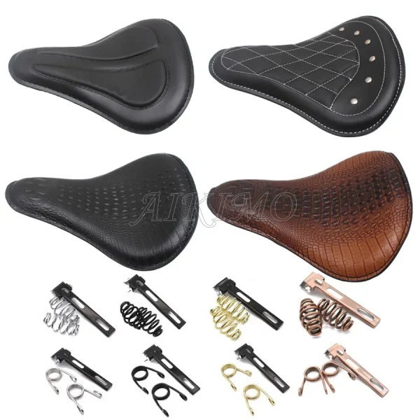 Bobber Motorcycle Seat Retro Leather Solo Seat or Spring Bracket For Harley Sportster Chopper Custom Honda Yamaha