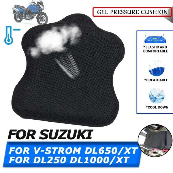 For SUZUKI DL650 V-Strom DL 650 XT VStrom DL 250 1000 XT Motorcycle Accessories Gel Seat Cushion Cover Air Pad Pressure Guard