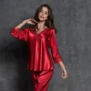 Ice Silk Kawaii Clothes Women Sleepwear Sexy Big Size Pajama Sets Lace Loungewear Set Korean Fashion Loose Spring Autumn Pajamas - Image 2