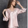 Ice Silk Kawaii Clothes Women Sleepwear Sexy Big Size Pajama Sets Lace Loungewear Set Korean Fashion Loose Spring Autumn Pajamas - Image 5