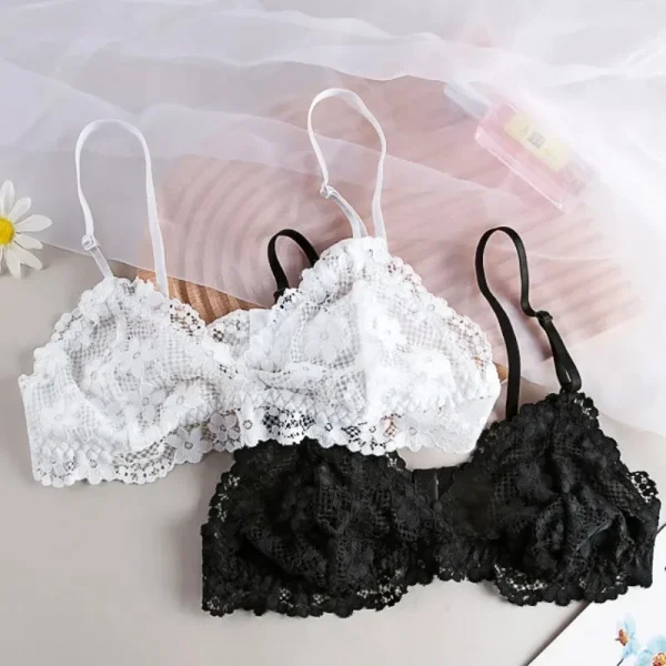 Lace Bras for Women Wireless Bralette Transparent Lace Underwear Women's Push Up Bra Solid Color Sexy Lingerie Backless Bra