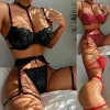 Lace Transparent Lingerie For Women Bra Set Floral Exotic Sheer Half Cup Bra Panty Lingerie Set Fashion Sexy Women's Underwear - Image 5