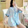 Luxury Silk Sleepwear Kimono Ice Silks Women Pajamas Set Summer Kimono V-neck Lapel Homesuits Casual Loungewear Sexy Nightwear - Image 4