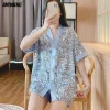 Luxury Silk Sleepwear Kimono Ice Silks Women Pajamas Set Summer Kimono V-neck Lapel Homesuits Casual Loungewear Sexy Nightwear - Image 6