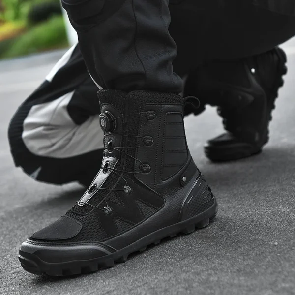 Motorcycle Boots Men Moto Riding Boots Four Seasons Breathable Motorcycle Shoes Motorbike Chopper Cruiser Touring Ankle Shoes