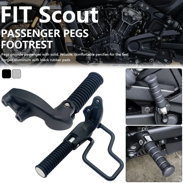 Motorcycle Footrest Passenger Pegs Floorboards Rear Foot Rest Pedal Kit For Indian Scout Rogue Sixty Bobber Twenty ABS 2015-2023