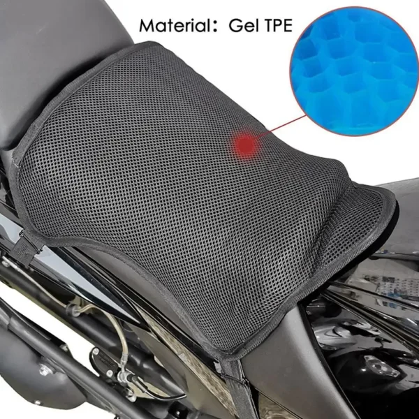 Motorcycle Gel Seat Cushion Breathable Heat Insulation Air Pad Cover Anti Slip Sunscreen Seat Shock Absorption Cover Four Season