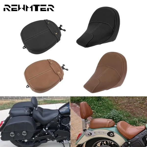 Motorcycle Leather Driver Front Rear Passenger Seat Saddle Pillion Seat Black/Brown For Indian Scout Sixty 16-2020 Scout 2015-20