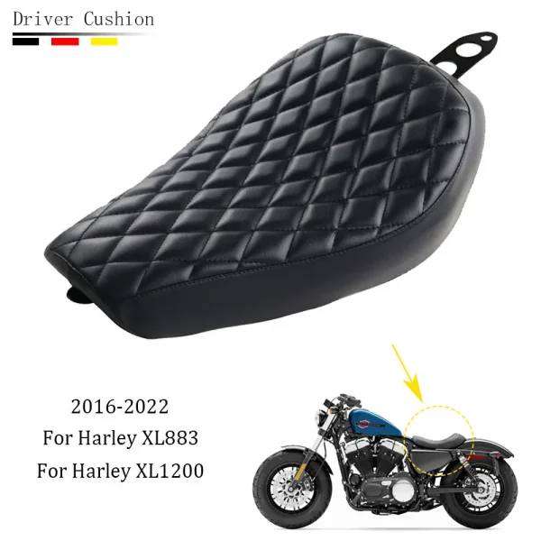 Motorcycle Part Black Leather Driver Front Seat Cushion Accessories For Harley Sportster XL 883 1200 48 72 Forty Eight 2016-2020