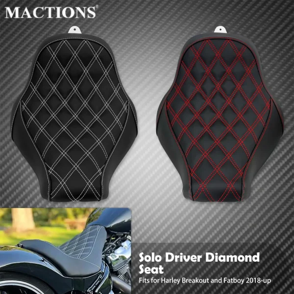 Motorcycle Solo Driver Diamond Cushion Low Profile Seat Black For Harley Softail Breakout Fatboy FXBRS FLSTF 2018-2021 2022 2023