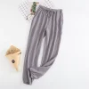 New Couple 100% Cotton Gauze Crepe Sleep Pants New Couple 100% Cotton Gauze Crepe Sleep Bottoms Pajama Shorts Womens Bottoms - Image 2