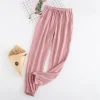 New Couple 100% Cotton Gauze Crepe Sleep Pants New Couple 100% Cotton Gauze Crepe Sleep Bottoms Pajama Shorts Womens Bottoms - Image 3