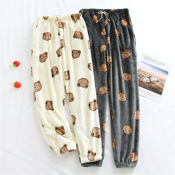 New Flannel Pajama Pants Men and Women Winter Couple Lounge Wea Casual Soft Warm Homewear Plus Velvet Coral Fleece Home Pants