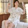 New Summer Fashion Soft Cotton Women's Pajamas Kawaii Animal Printing Sleepwear Shorts Kimono Loose Nightwear for Young Girls - Image 6