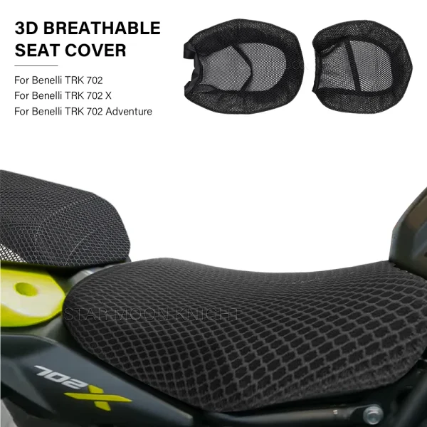 Passenger Nylon Seat Cushion For Benelli TRK 702 TRK 702 X TRK702 Adventure 2022- Motorcycle 3D Mesh Breathable Seat Cover