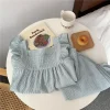 Plaid Sleepwear Women Pajamas Shorts Set Fly Sleeve Korean Kawaii Pijama Ruffles Summer Home Clothes Suit Sleeping Night Wear - Image 4