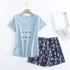 Plus Size shorts pajamas sets women knit cotton cute cartoon Short sleeve loose pyjamas women sleepwear Large size summer - Image 2