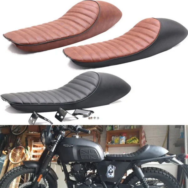 Retro Universal Motorcycle Plus Long Hump Seat 62CM Cafe Racer Vintage Saddle Seat Bag Cushion Soft Seat Cover For Honda CG125