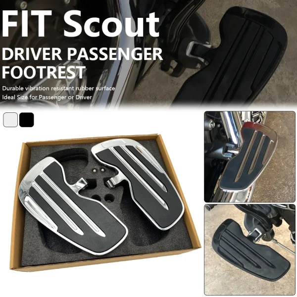 Rider Floorboards Driver Passenger Footboard Front/Rear Foot Rest Pedal Wide Footrest For Indian Scout Sixty Rogue Twenty Bobber