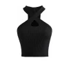 Sexy Cross Vest Crop Tops Women Sports T-shirt Knitted Off Shoulder V-Neck Solid Backless Tank Vest Halter y2k Top Camisole 2023 - Image 6