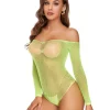 Sexy One-piece Lingerie Bodysuit Women Bra Set Rhinestone Underwear Hot Transparent Open Strapless Erotic Mesh Bras Long Sleeve - Image 6