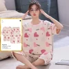 Summer 2 Pieces Sets Cartoon Capris Nightwear Womens Pajama Sets Pyjamas Femme Plaid Sleepwear Loungewear Pijama Mujer Homewear - Image 4