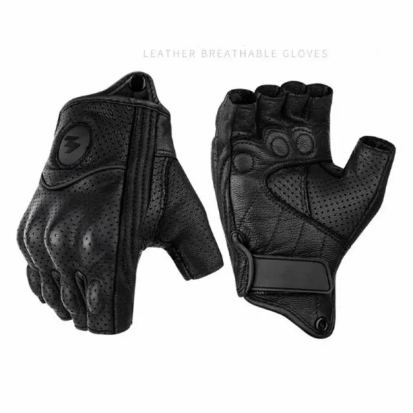 Summer Motorcycle Fingerless Gloves Accessories Goatskin Leather Half Finger Gloves Motocross Gant Moto Guantes Moto Verano