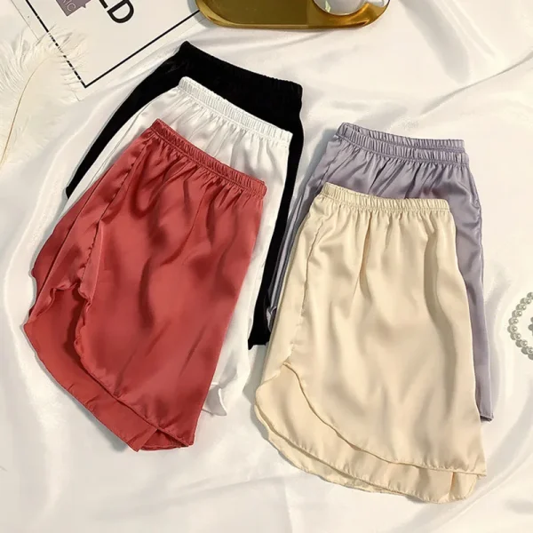 Summer Women Pajamas Shorts Ice Silk Satin Safety Short Pants Lady Underskirt Fashion Cool Sleep Bottoms Female Sleepwear Shorts