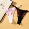 Women Panties Charming Black Perspective Tulle Sexy Thong Femininity Embroidery Breathable Adjustable Belt Ladies Underwear - Image 2