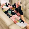 Women Pants 2024 New Spring Summer Floral Sleepwear Wide Leg Pants High Waist Casual Female Calf-Length Clothes Loose Trousers - Image 6