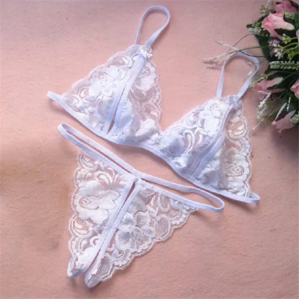 Women’s Sexy Lingerie Lace Mini Bra G-String Underpants 2pcs Set Printed Croped Swimwear Breathable Swimsuit Erotic Nightwear