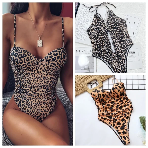 Women's Swimsuit European Leopard Print One-Piece bikini Push Up Bikini New Women Swimwear Bathing Biquini