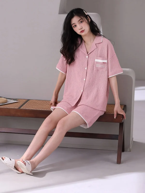 Womens Pajama Short Sets 2 Piece Cotton Summer Pijamas Woman Cotton Family Pajamas Set Cotton Organic Cotton Loungewear