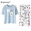 Womens Plus Size Pajamas M-5XL Knee-length Leisure Womans Sleepwear New Big Size Ladies Elegant Floral Printing Pyjama Home Suit - Image 4