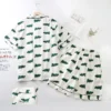 100% cotton Pajamas sets man Sleepwear cute bear Short sleeve summer Fashion Cartoon crocodile pyjamas men's - Image 3