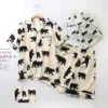 100% cotton Pajamas sets man Sleepwear cute bear Short sleeve summer Fashion Cartoon crocodile pyjamas men's - Image 2