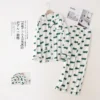 100% cotton Pajamas sets man Sleepwear cute bear Short sleeve summer Fashion Cartoon crocodile pyjamas men's - Image 5