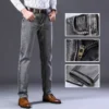 2022 New Men's Stretch Regular Fit Jeans Business Casual Classic Style Fashion Denim Trousers Male Black Blue Gray Pants - Image 4