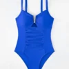 2023 Cut Out Ruched Front Swimsuit One Piece Swimwear Women Sexy Bathers Bathing Swimming Swim Suit Female Beachwear XXL - Image 5