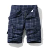 2023 New Summer Fashion Plaid 100% Cotton Casual Breeches Cargo Men Shorts Men Breathable Quick Dry Multi Pocket Hip Hop Shorts - Image 2