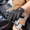 2023 Summer New Vintage Leather Motorcycle Gloves Men Black Wear-resistant Guantes Touchscreen Anti-slip Retro Motobiker Luvas - Image 3