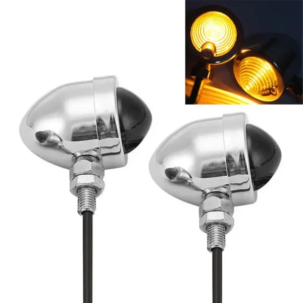 2x Motorcycle Chrome Amber Bullet Turn Signals Light For Suzuki Intruder Volusia Boulevard VS 700 750 800 1400 1500 C50 C90 M50